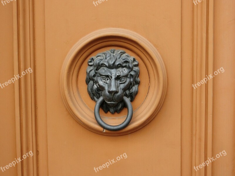 Doorknocker Call Waiting Door Lion Bronze