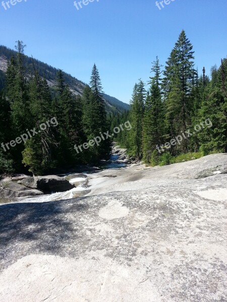 Nature Mountains Rock Water Slide Natural Forest