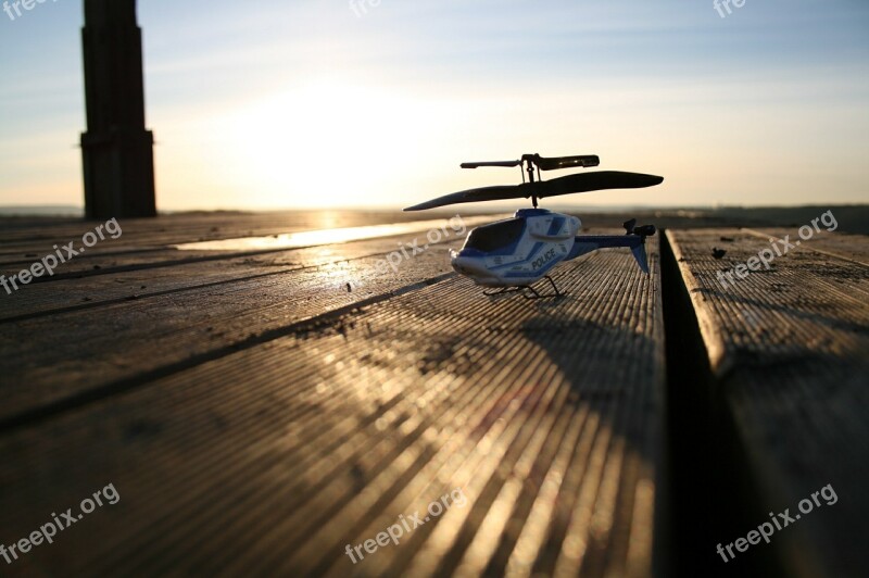 Helicopter Mini Helicopter Hdr Sun Sunset