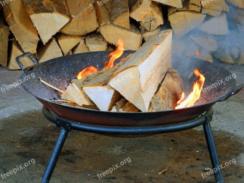 Wood Fire Fire Grill Flame Burn