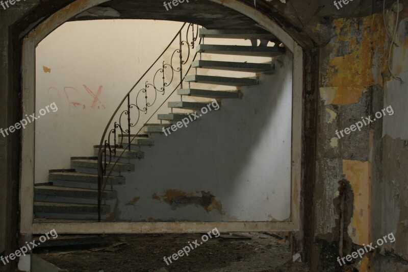 Abandoned Hotel Ruin Stairs Staircase