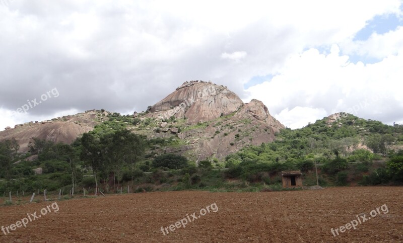 Hillock Rock Granite Deccan Plateau Karnataka