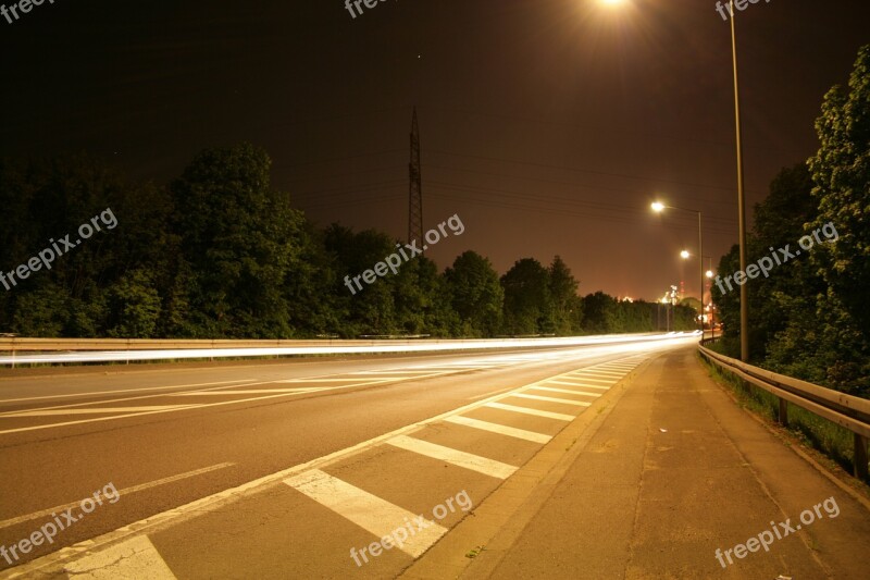 Road Light Long Exposure Asphalt Tar