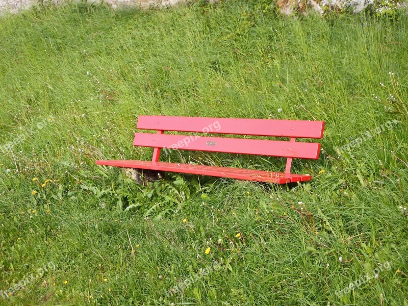 Bench Meadow Grass Seat Bank