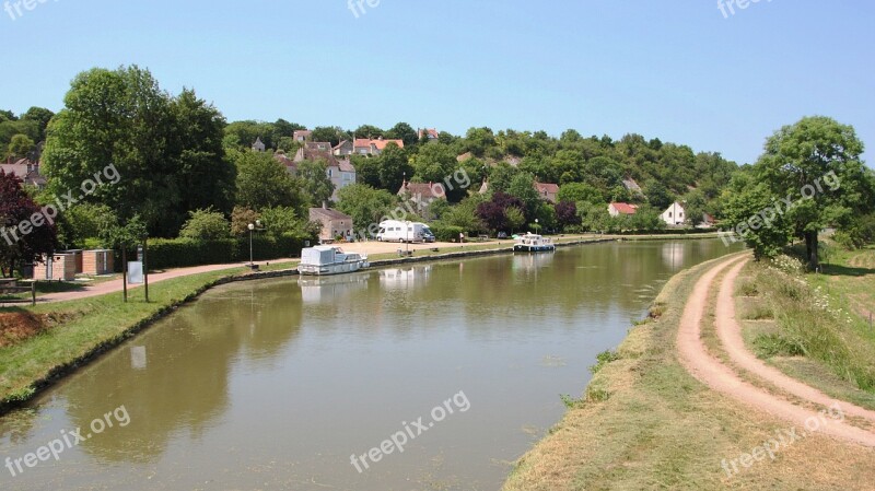 The Nivernais Canal Water Boats Landscape Navigation