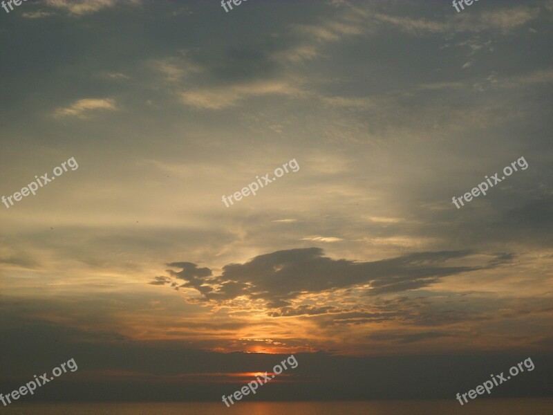 Abendstimmung Sunset Clouds Sea Setting Sun