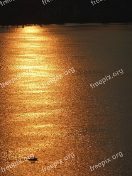 Lake Ship Water Wide Abendstimmung