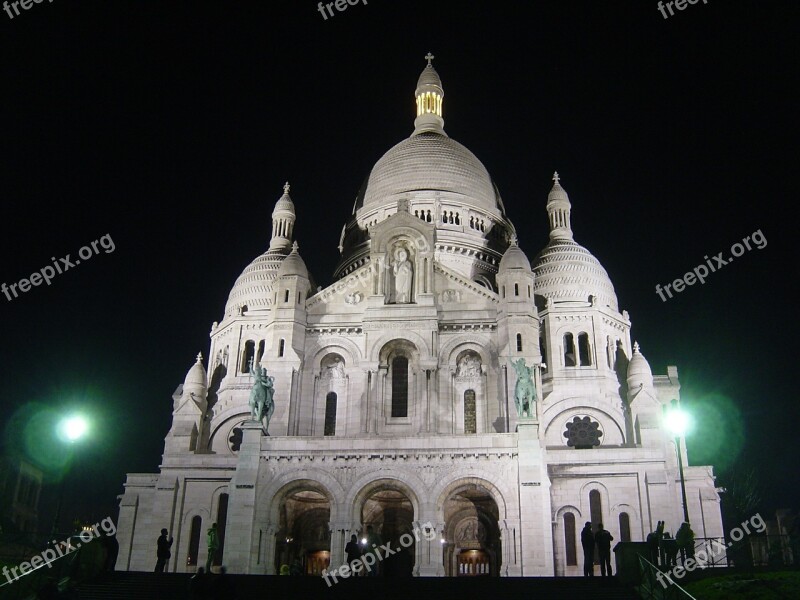 Church Sacré Cœur Architecutre Paris Night