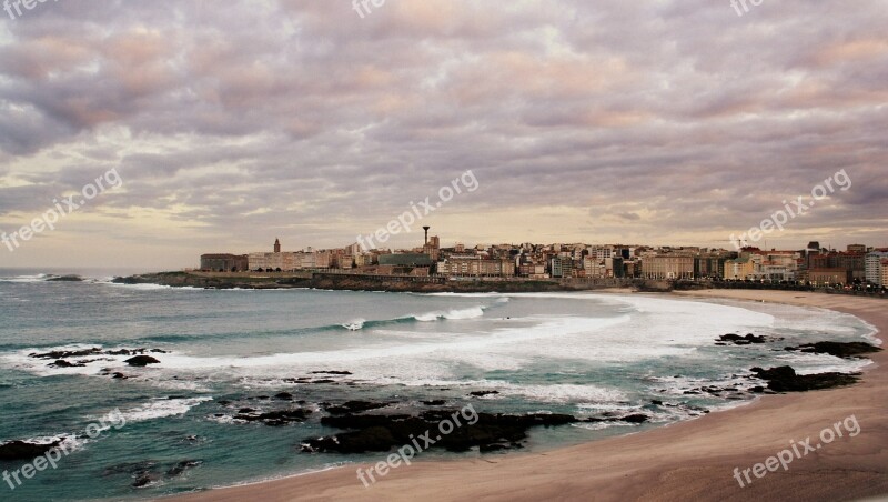 Coruña City Galicia Riazor Dawn