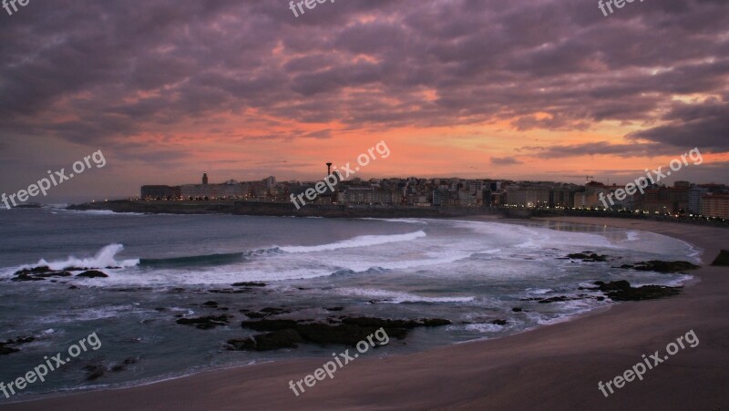 Coruña City Galicia Riazor Dawn