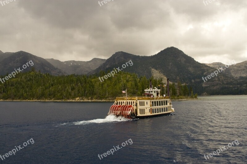 Lake Tahoe Boat Ferry Water Landscape