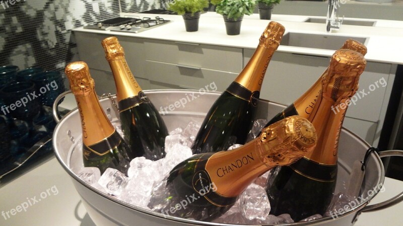 Champagne Bottles Drinks Ice Ice Bucket