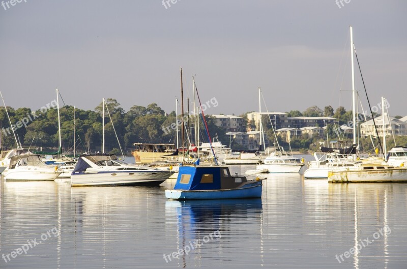 Blue Boat Bay Coast Seascape Beach