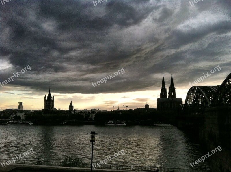 Cologne Dusk Sunset Architecture Church