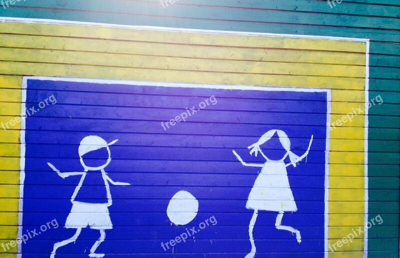 School Ball Flat Colorful Painting Free Photos