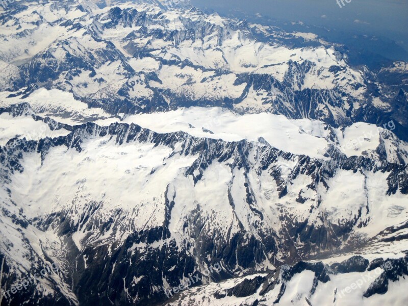 Alpine Mountains Summit Aerial View Switzerland