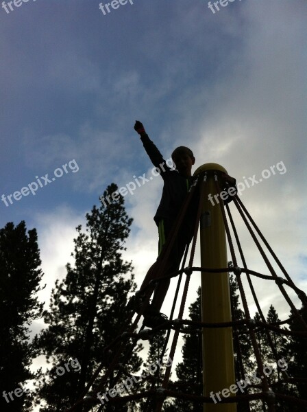 Kid Playing Boy Outdoor Climbing