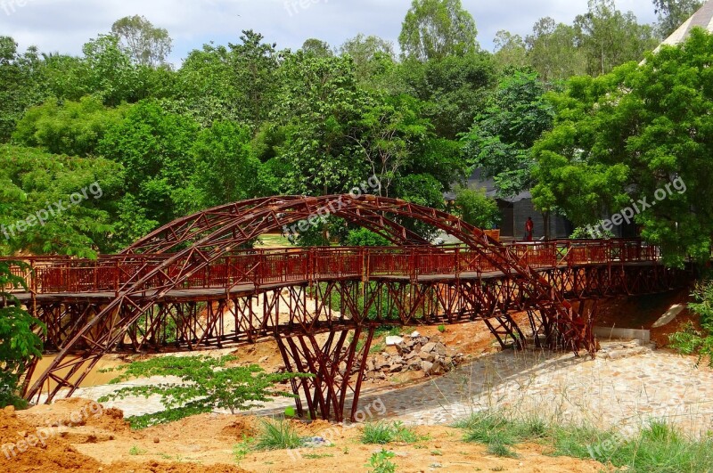 Bridge Wooden Pyramid Valley Karnataka India