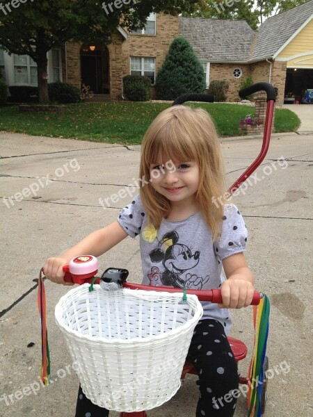 Child Tricycle Cute Girl Riding