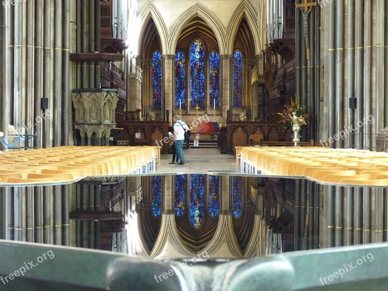 Salisbury Cathedral Church Baptismal Font Water Mirroring