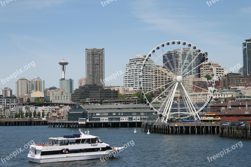 Seattle Washington State Skyline Scenic Ferry Boat