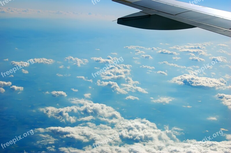 Aerial View Clouds Top View Aircraft Wing