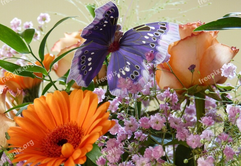 Butterfly Birthday Bouquet Gerbera Rose Blossom