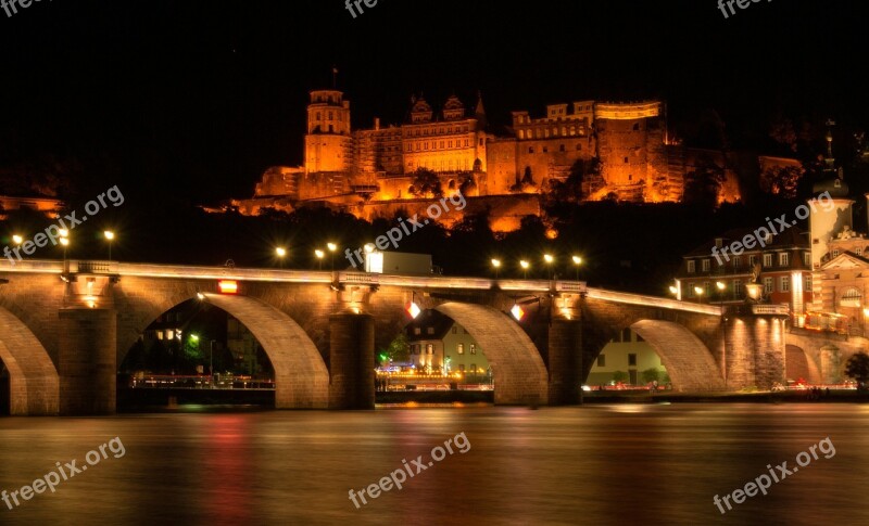 Old Bridge Heidelberg Neckar Castle Building