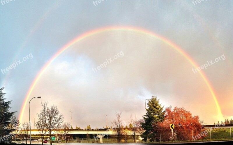 Rainbow Sunset Bellevue Washington Free Photos