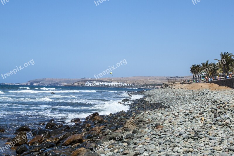 Gran Canaria Pebbly Beach Ocean The Coast Free Photos