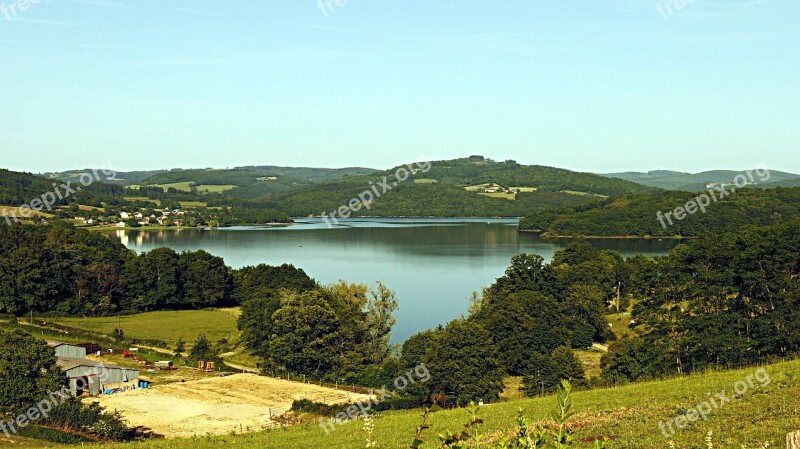 Pannecière Lake Nature Landscape Lake Water