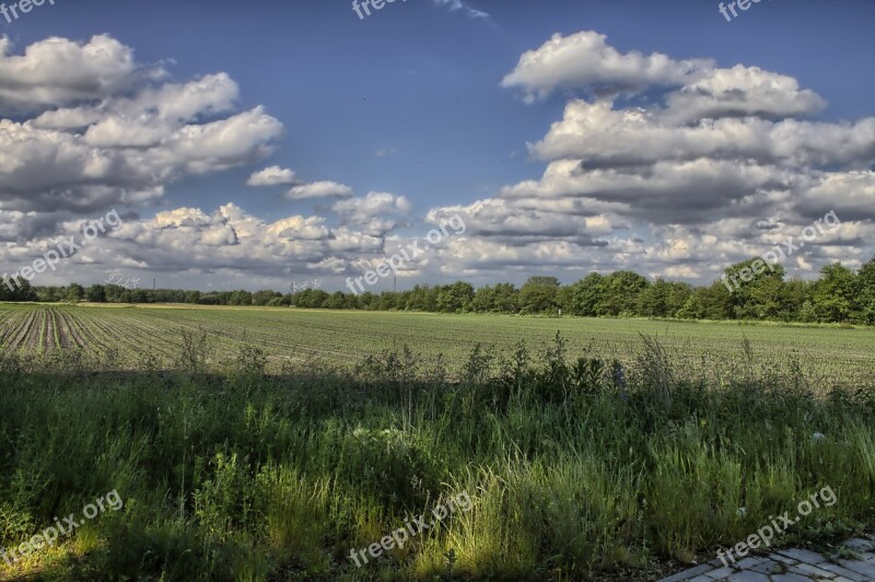 Landscape Clouds Field Sky Blue