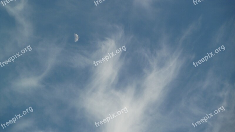 Sky Moon Clouds Evening Sky Sky Blue