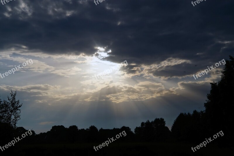 Sunset Sky Clouds Dark Clouds Landscape