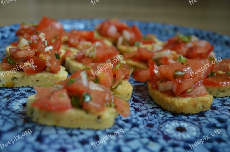 Tomato Bruschetta Basil Still Life Food