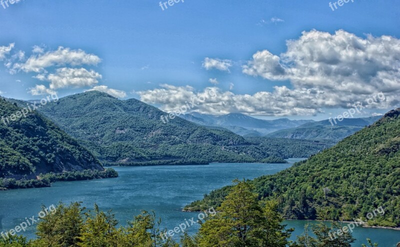 Chile Reservoir Water Mountains Valley