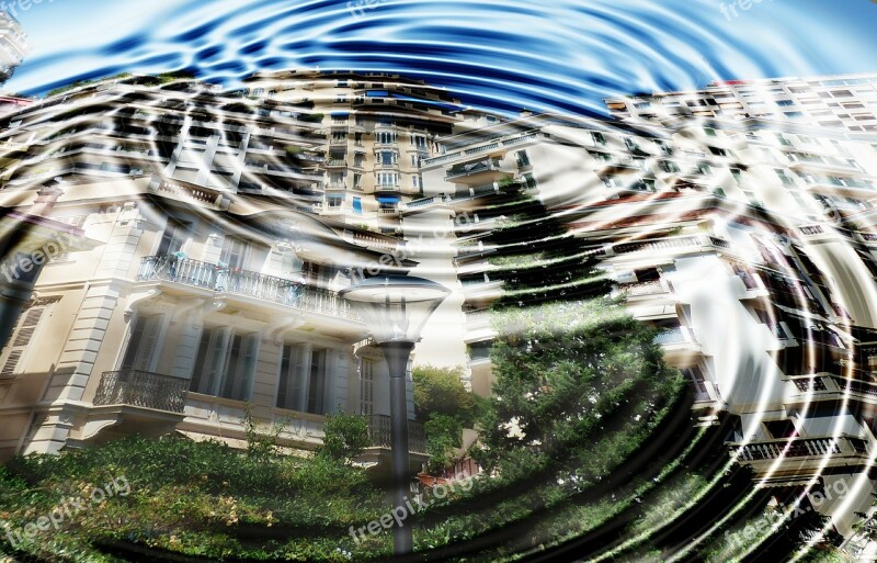 Houses Skyscrapers Mirroring Reflect Water