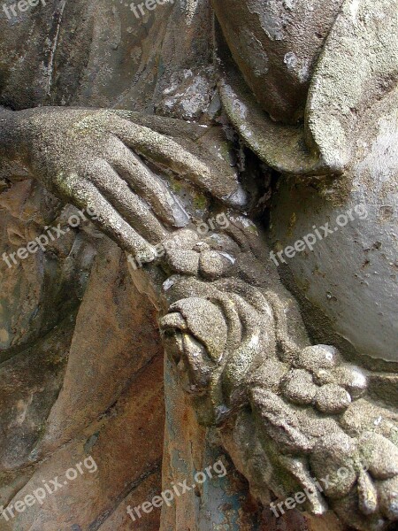 Detail Hands Stone Statue Solitude