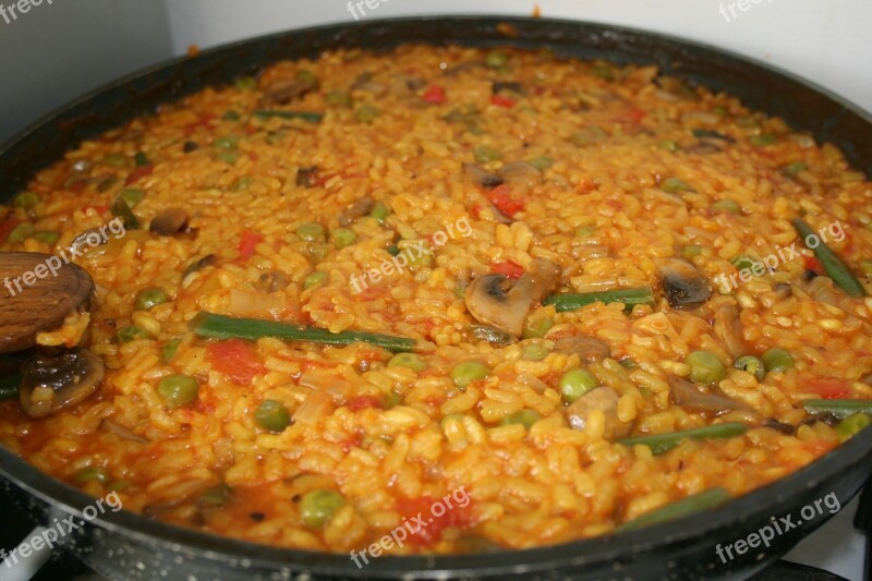 Paella Vegetarian Food Spain Free Photos