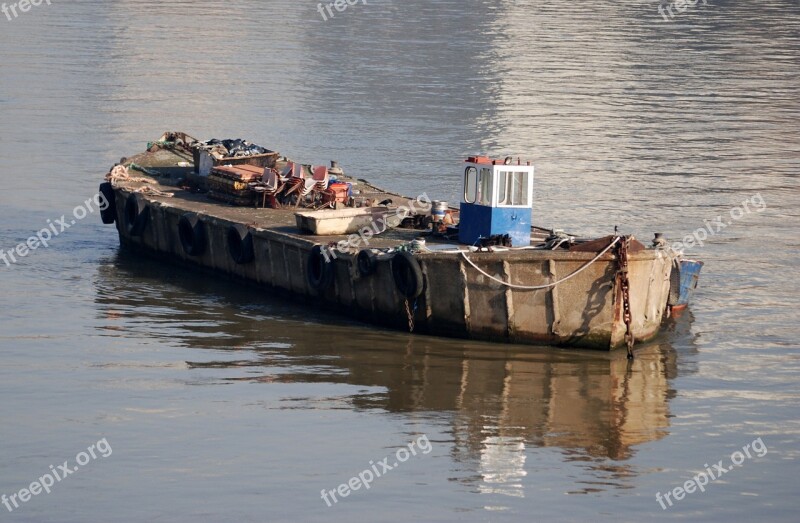 Barge River Boat Old Rusty