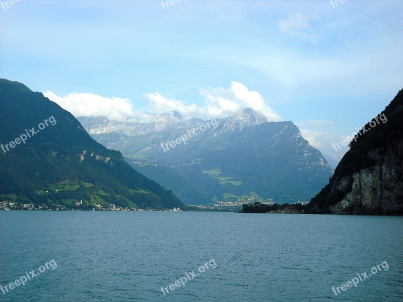 Lucerne Swiss Switzerland Lake Mountains