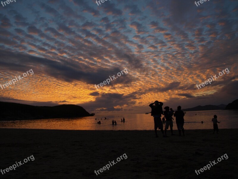 Sunset Beach Clouds Twilight Marin