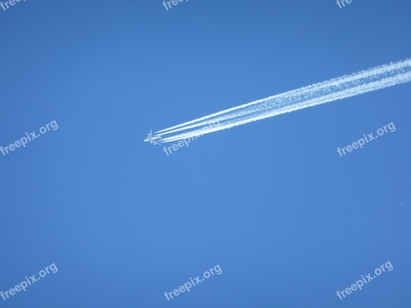 Contrail Sky Blue Flight Freedom