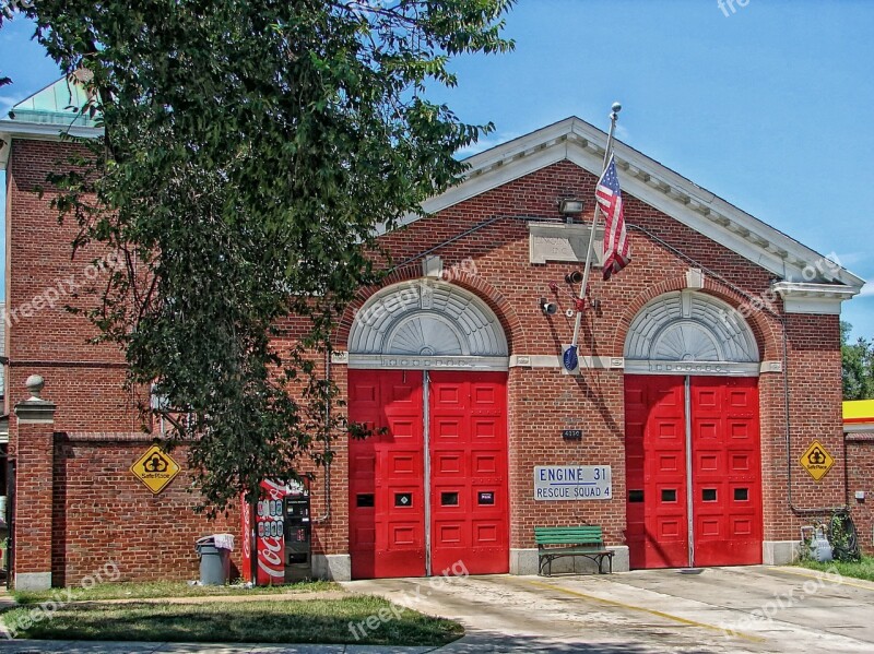 Washington American Flag Firehouse Fire Station Doors