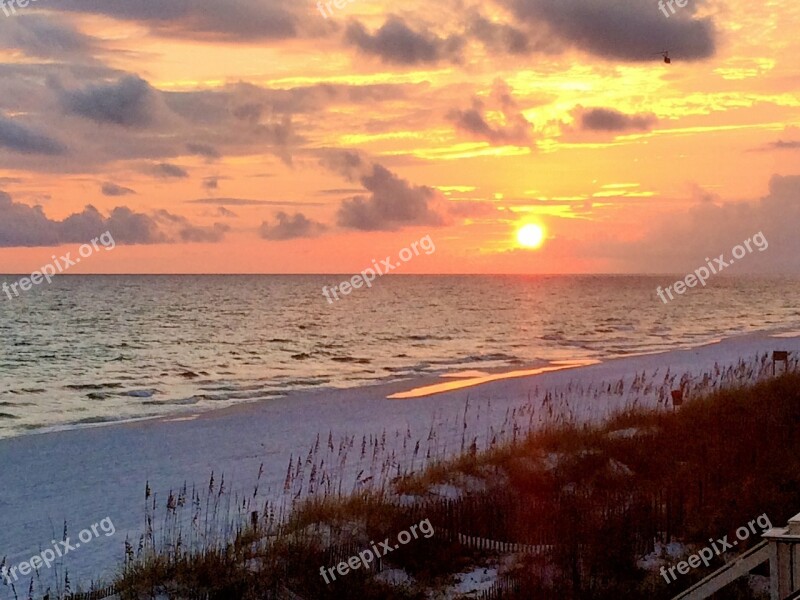 Sunset Beach Ocean Water Sand