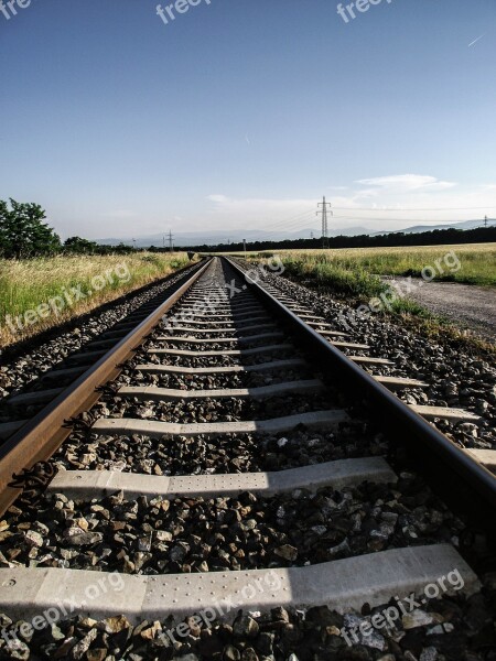 Train Track Pebble Railway Traffic Railroad Track