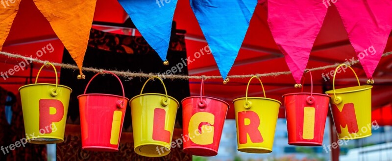 Buckets Red Yellow Art Painted