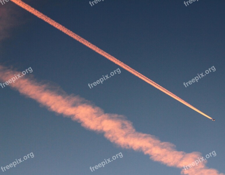 Morgenstimmung Red Cloud Aircraft Contrail Early Morning