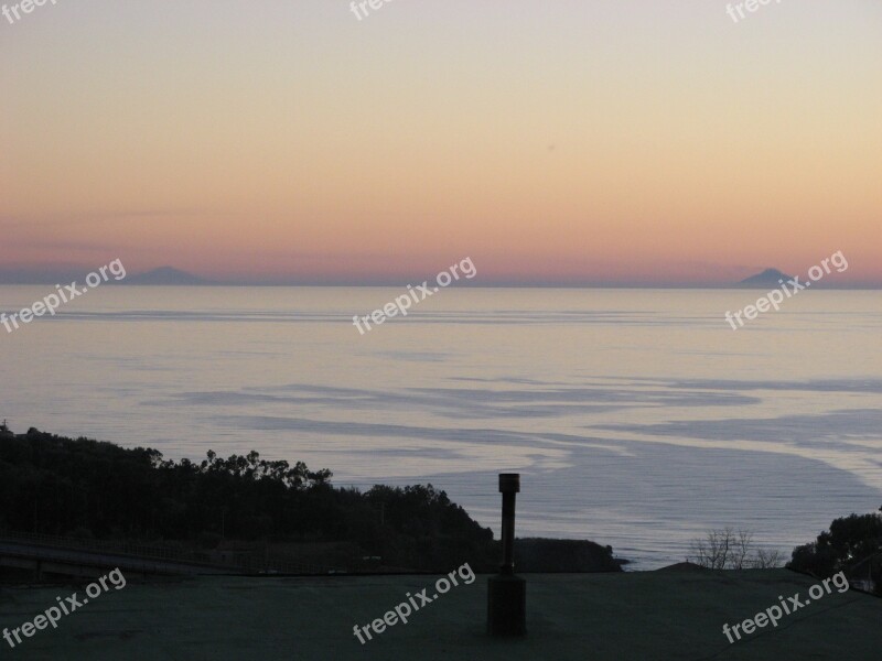 Calabria Volcano Sea Sunset Sky