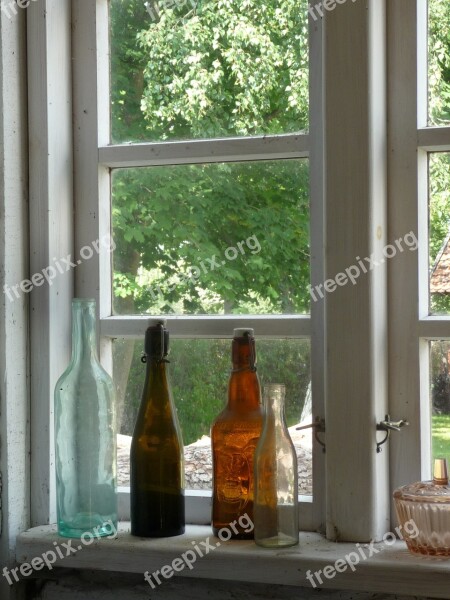 Window Bottles Glass Still Life Window Sill